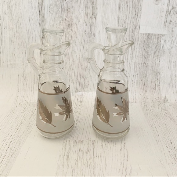 Vintage Etched Glass Cruet Set With Stoppers - Picture 1 of 10